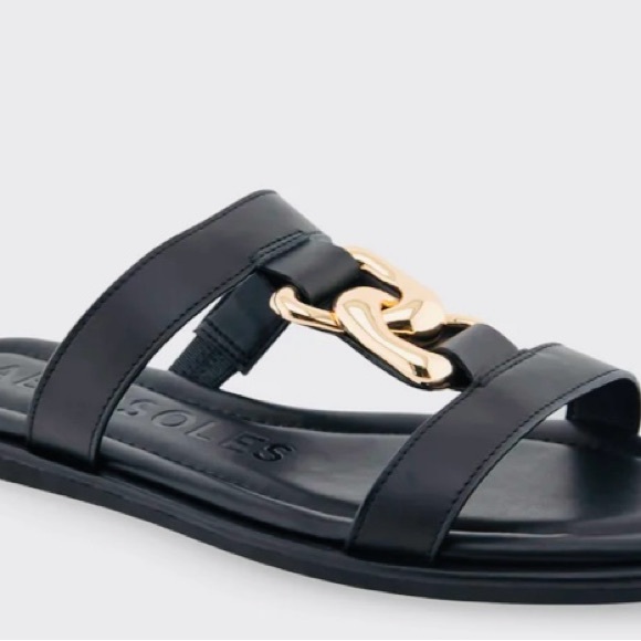 Aerosoles Black Leather Strap Sandal - size 10 - new in box - Picture 2 of 5